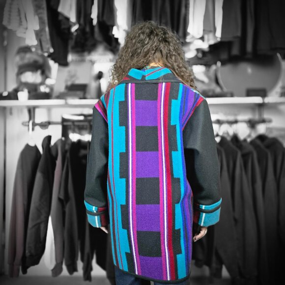 Vintage Southwestern Mid Wool Coat Women's Large - Picture 3 of 6